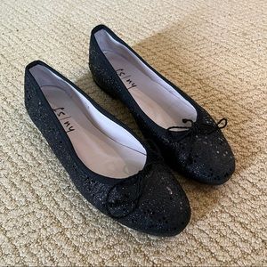 French Sole FS/NY Vintage Flats Black Glitter